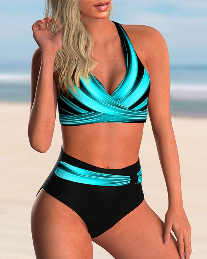Inês - Set de Bikini cu Decolteu Încrucișat și Imprimat