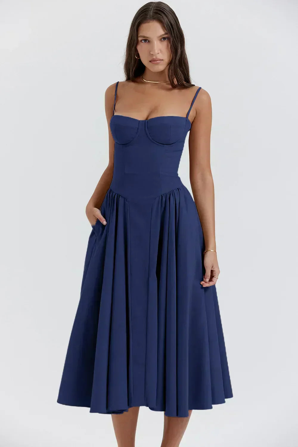 Sigrid | Rochie bustier fără mâneci, lungime midi