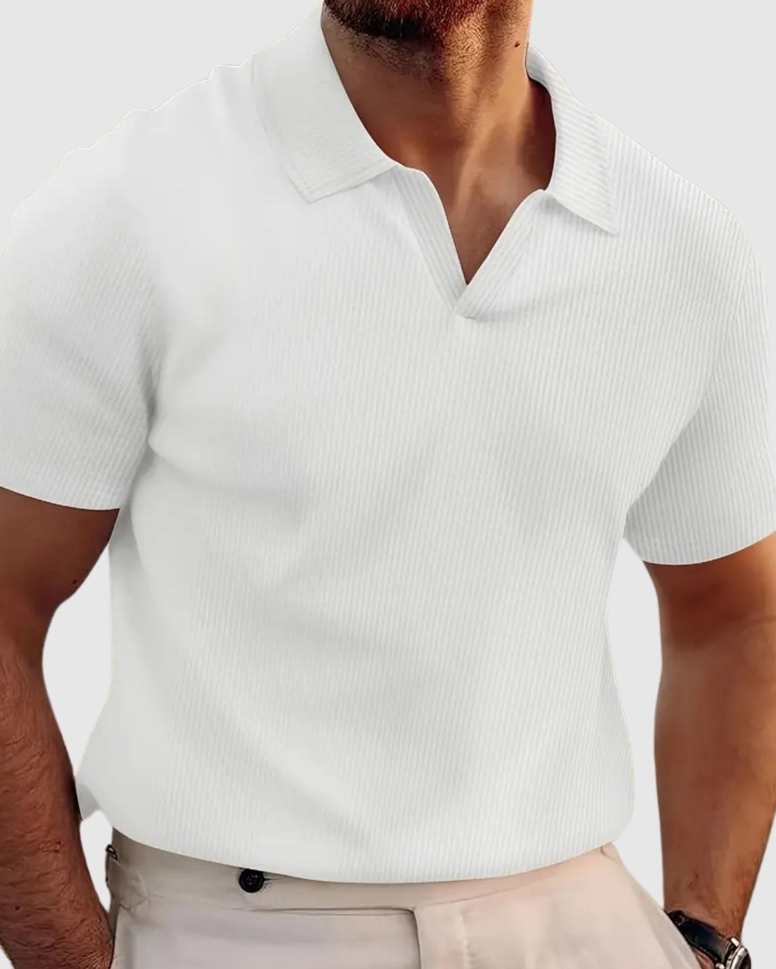 Sebestyén – Tricou din ribana cu decolteu în V