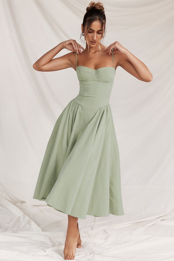 Sigrid | Rochie bustier fără mâneci, lungime midi