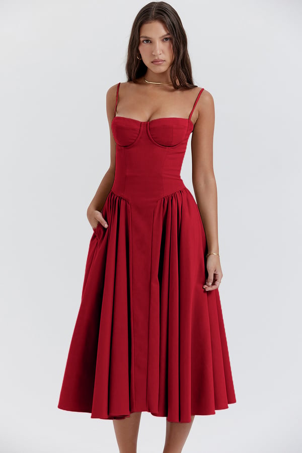Sigrid | Rochie bustier fără mâneci, lungime midi