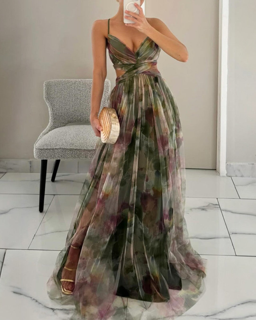 Éléonore | Rochie Lungă Fluidă cu Flori