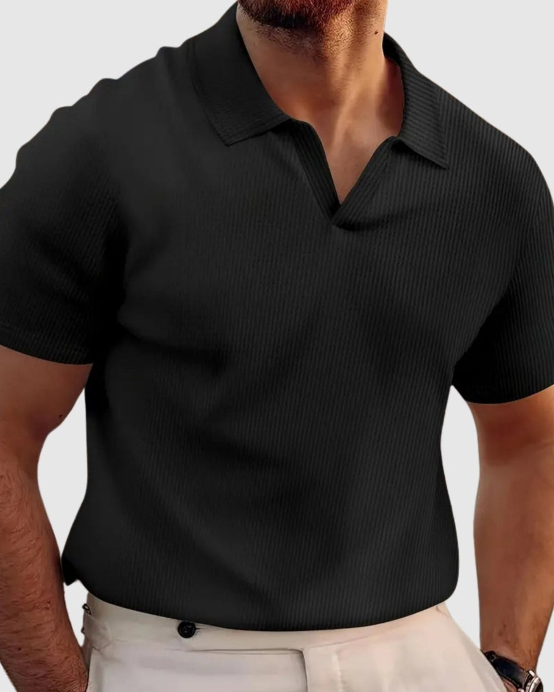 Sebestyén – Tricou din ribana cu decolteu în V