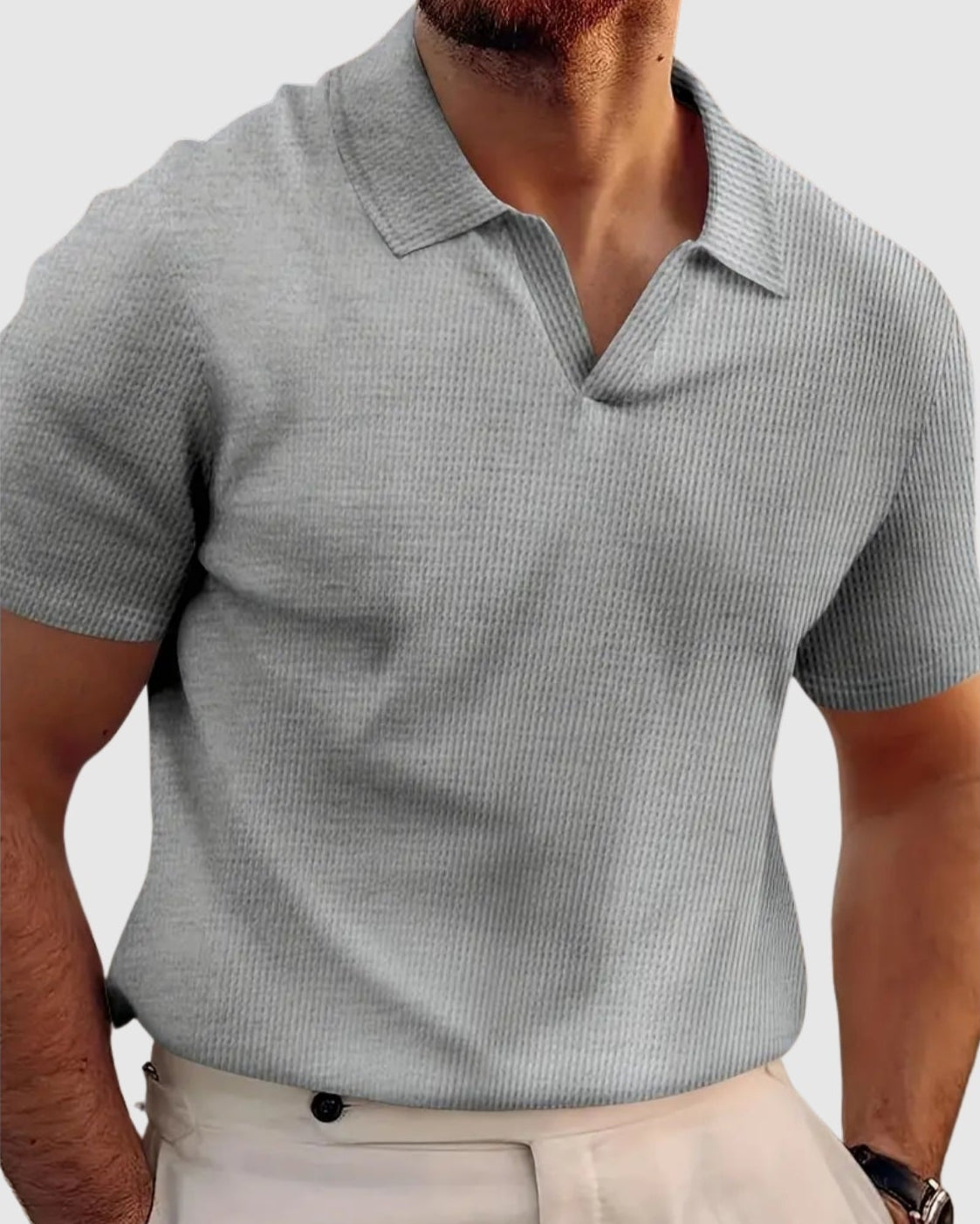 Sebestyén – Tricou din ribana cu decolteu în V