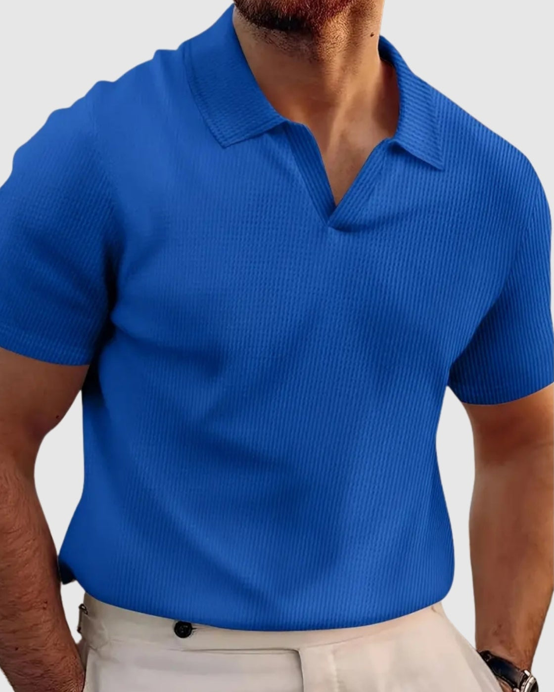 Sebestyén – Tricou din ribana cu decolteu în V