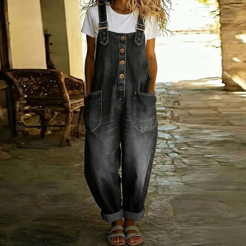 Mae | Salopetă din denim vintage moale cu bretele ajustabile