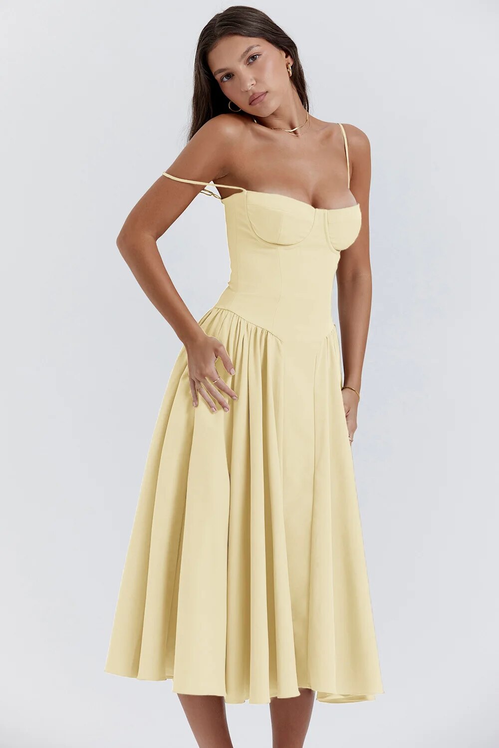 Sigrid | Rochie bustier fără mâneci, lungime midi