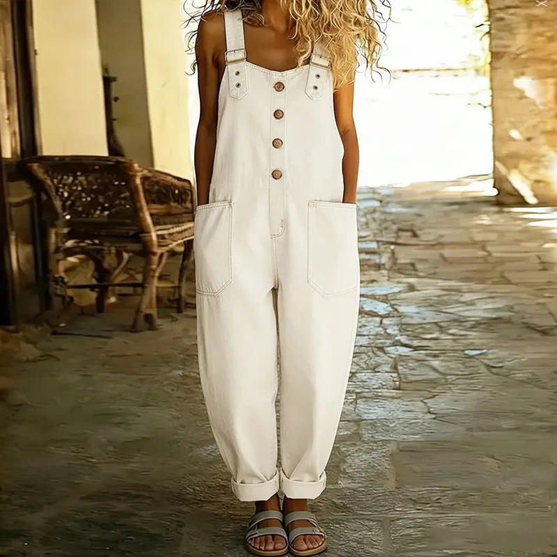 Mae | Salopetă din denim vintage moale cu bretele ajustabile