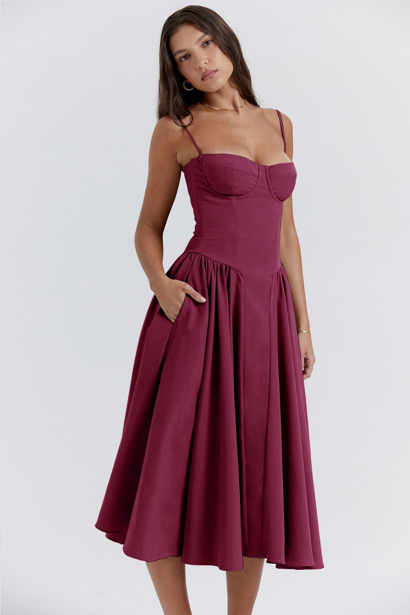 Sigrid | Rochie bustier fără mâneci, lungime midi
