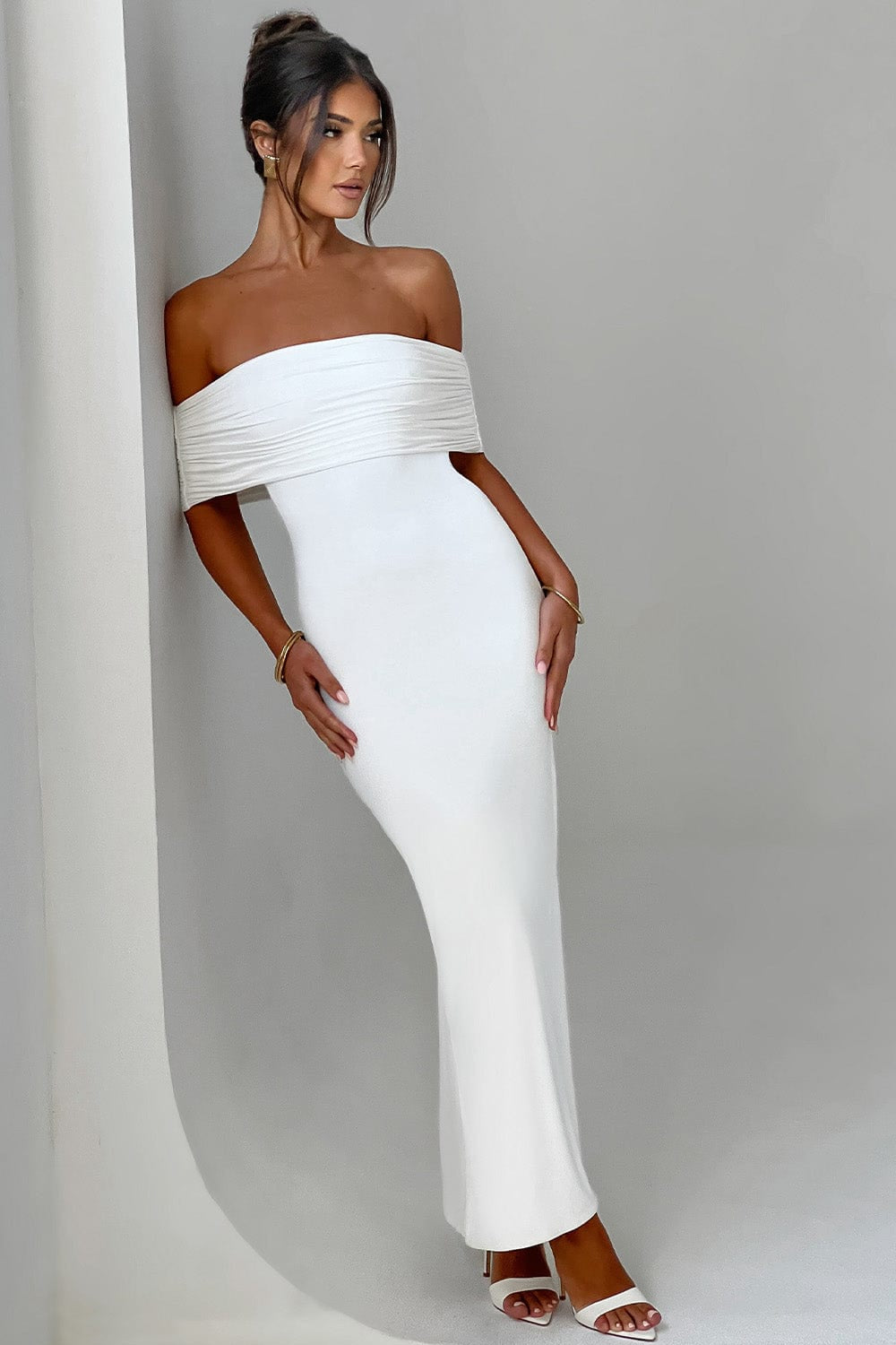Tindra | Rochie lungă Bardot rafinată