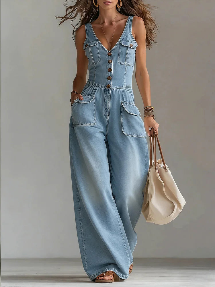 Sophie | Salopetă din Denim Relaxată