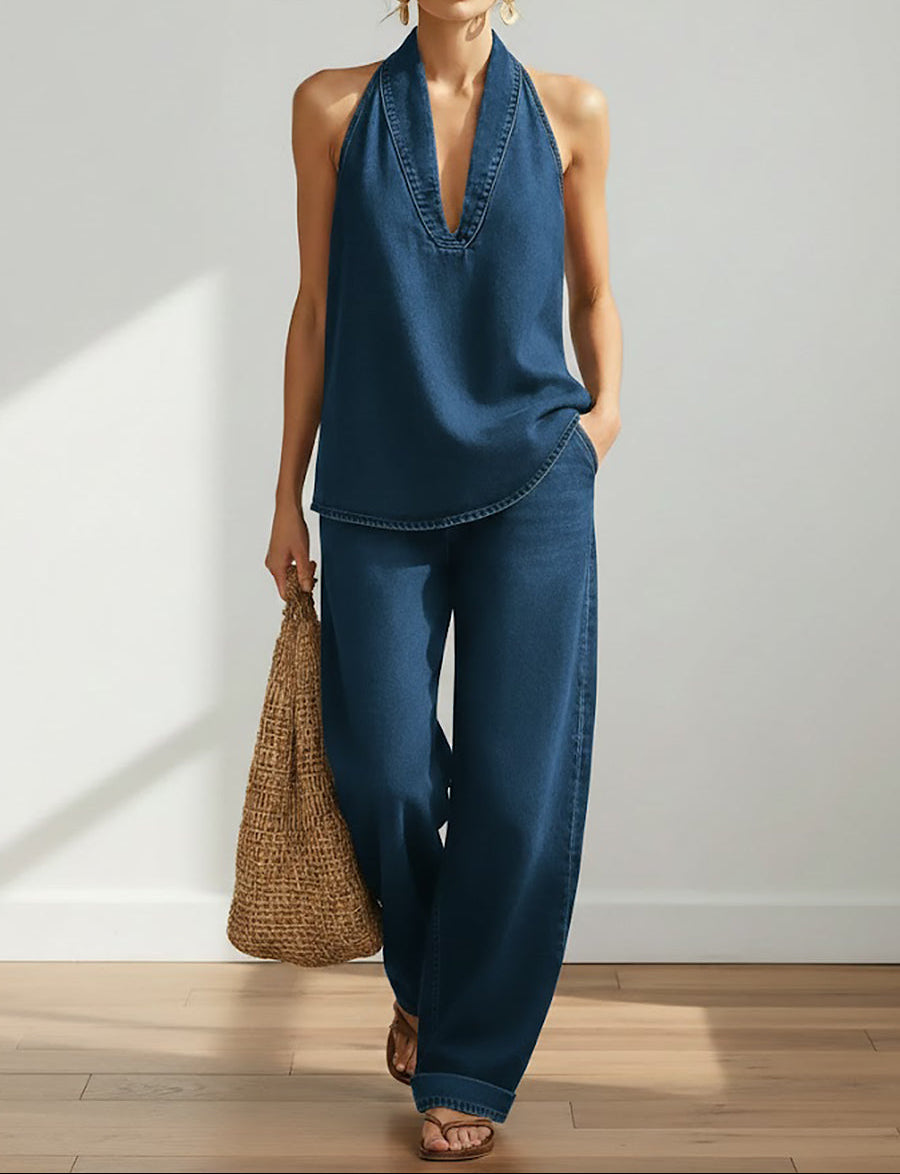 Ivy | Set Două Piese din Denim Vintage Moale și Spălat