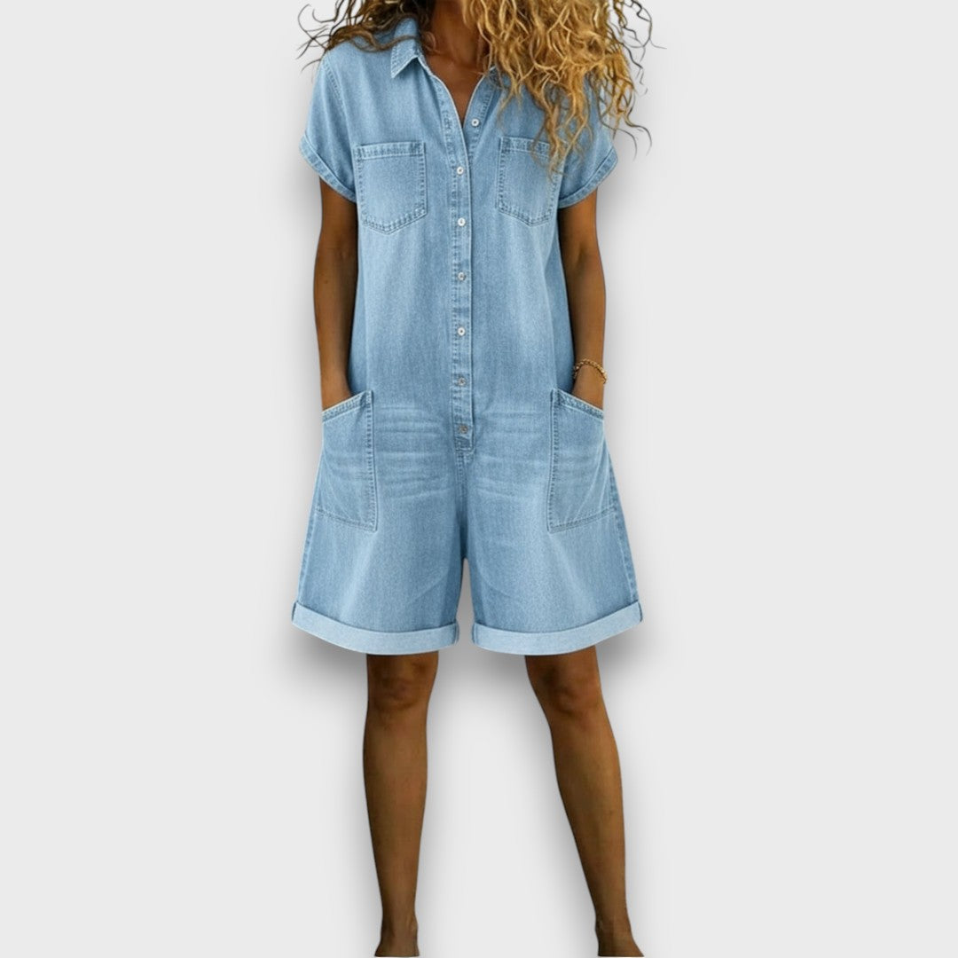 Joan | Salopetă scurtă vintage din denim de bumbac