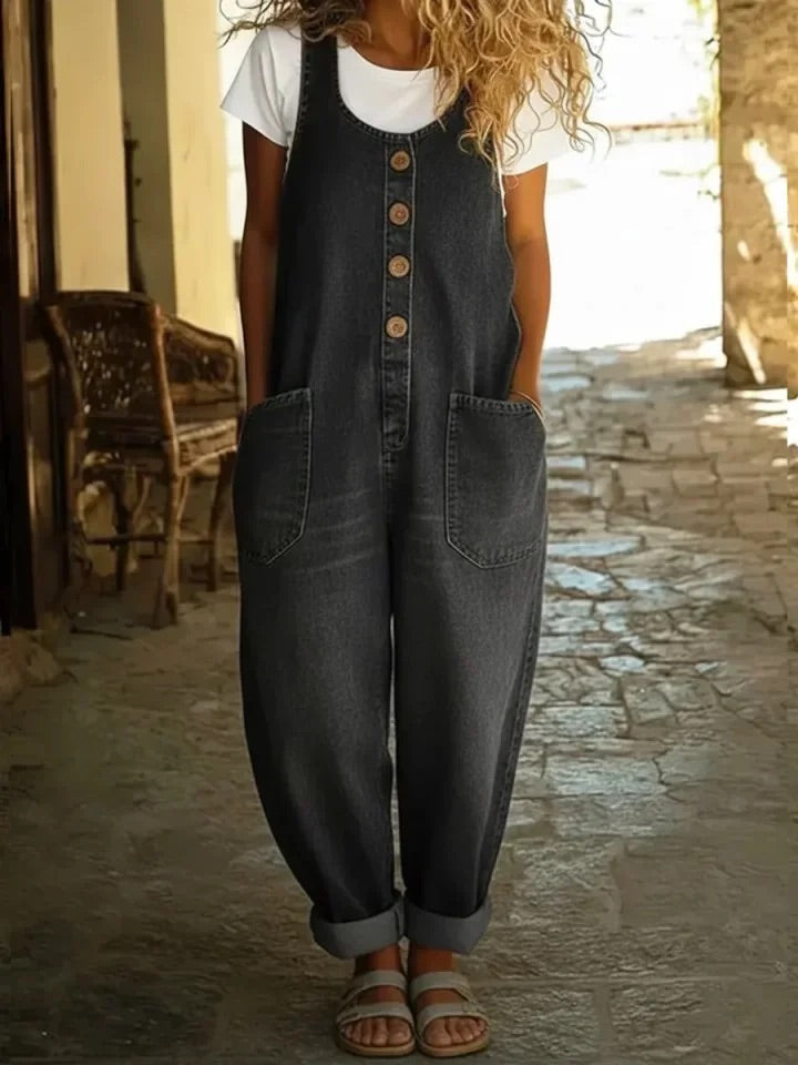 Ruth | Salopetă din Denim Vintage Spălat din Bumbac