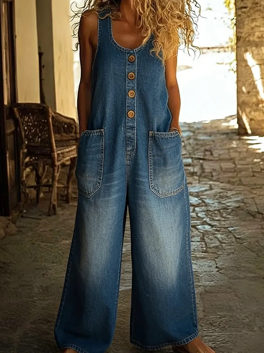 Ruth | Salopetă din Denim Vintage Spălat din Bumbac