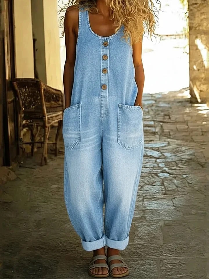 Ruth | Salopetă din Denim Vintage Spălat din Bumbac